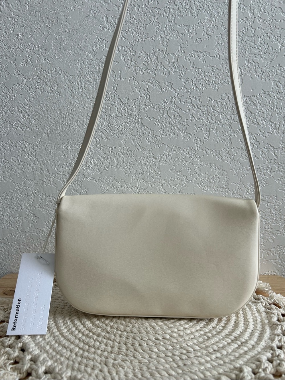 Reformation Maria Y2K Style Cream White Leather Baguette Shoulder Bag - Picture 6 of 9